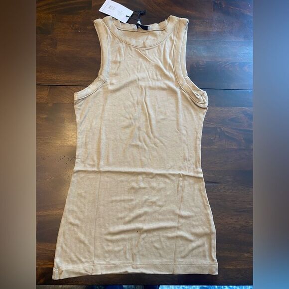 NWT We Wore What Ribbed Jersey Tank - Oat -Medium - Picture 1 of 10